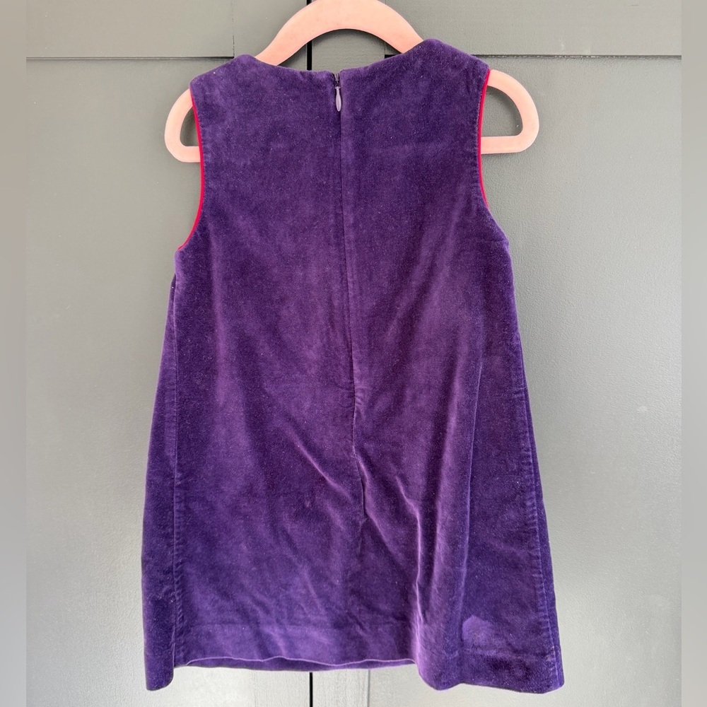 Boden Purple Dress with Sequin Bow | Red Trim | Sweets Lining |  3-4 Years - Picture 6 of 9